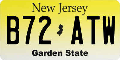 NJ license plate B72ATW