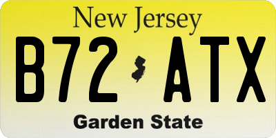 NJ license plate B72ATX