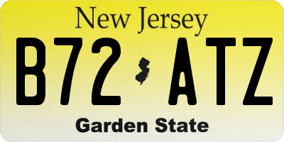 NJ license plate B72ATZ