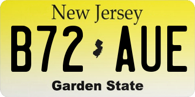NJ license plate B72AUE