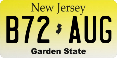 NJ license plate B72AUG