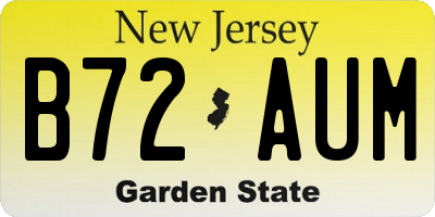 NJ license plate B72AUM