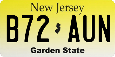 NJ license plate B72AUN