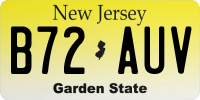 NJ license plate B72AUV