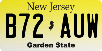 NJ license plate B72AUW