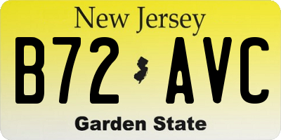 NJ license plate B72AVC