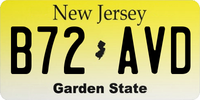 NJ license plate B72AVD