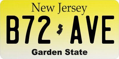 NJ license plate B72AVE