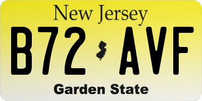 NJ license plate B72AVF