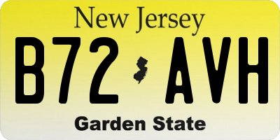 NJ license plate B72AVH