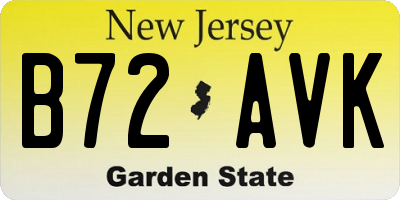 NJ license plate B72AVK