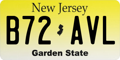 NJ license plate B72AVL
