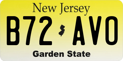 NJ license plate B72AVO