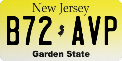 NJ license plate B72AVP