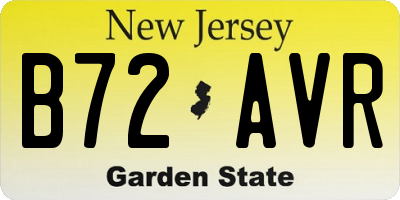 NJ license plate B72AVR