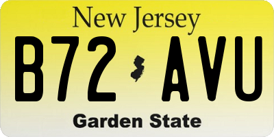 NJ license plate B72AVU