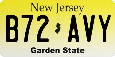 NJ license plate B72AVY
