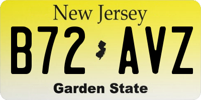 NJ license plate B72AVZ