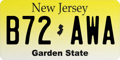 NJ license plate B72AWA