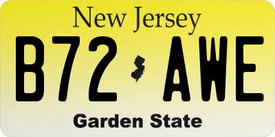 NJ license plate B72AWE