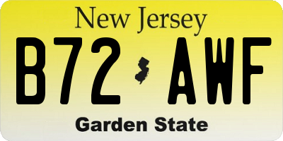 NJ license plate B72AWF
