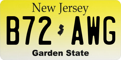 NJ license plate B72AWG
