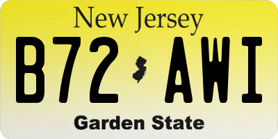 NJ license plate B72AWI