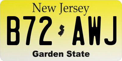 NJ license plate B72AWJ