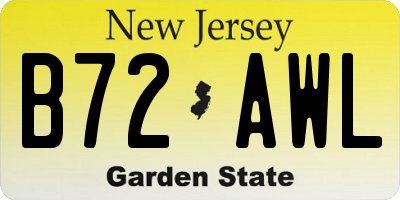 NJ license plate B72AWL