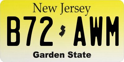 NJ license plate B72AWM