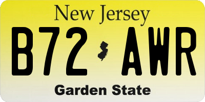 NJ license plate B72AWR