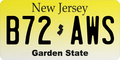 NJ license plate B72AWS