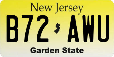 NJ license plate B72AWU