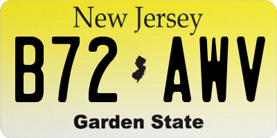 NJ license plate B72AWV