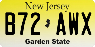 NJ license plate B72AWX