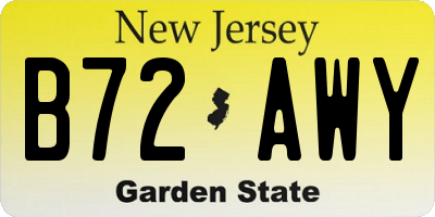NJ license plate B72AWY