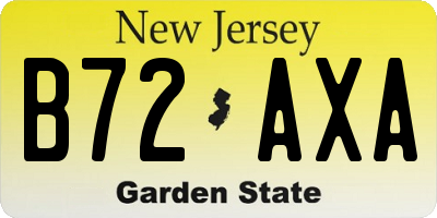 NJ license plate B72AXA