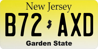 NJ license plate B72AXD
