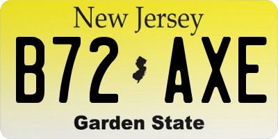 NJ license plate B72AXE