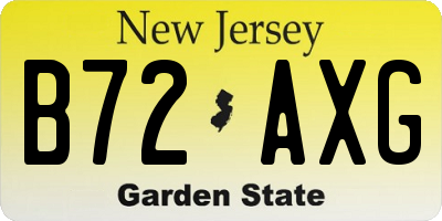 NJ license plate B72AXG