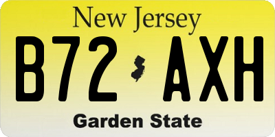 NJ license plate B72AXH