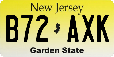 NJ license plate B72AXK