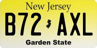NJ license plate B72AXL