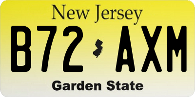 NJ license plate B72AXM