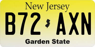 NJ license plate B72AXN