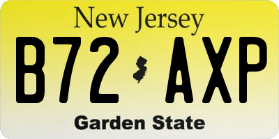 NJ license plate B72AXP