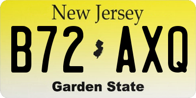NJ license plate B72AXQ