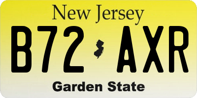 NJ license plate B72AXR