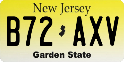 NJ license plate B72AXV