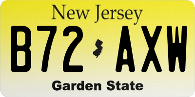 NJ license plate B72AXW